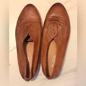 Aldo Brown Distressed Brogue Leather Loafers Flats 40/9